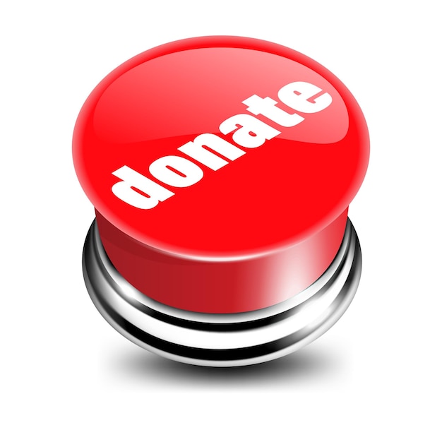 Vector beautiful volumetric donation button 3d red glossy metal icon vector