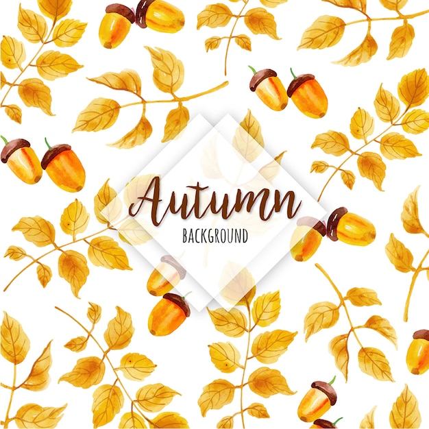 Beautiful Watercolor Autumn Leaves Background