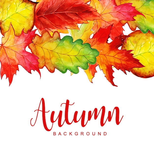 Beautiful Watercolor Autumn Leaves Background