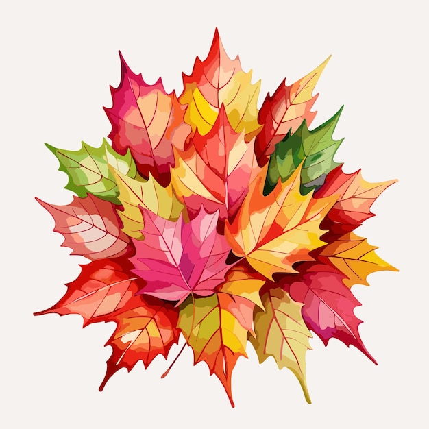 beautiful watercolor autumn leaves bouquet