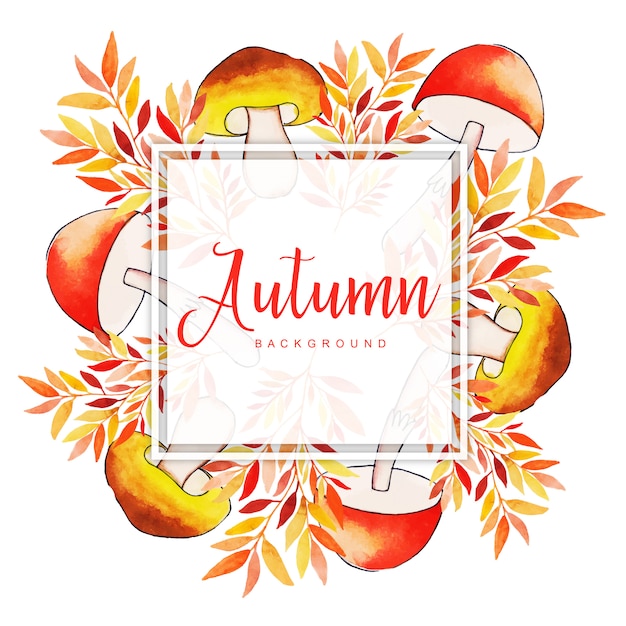 Beautiful Watercolor Autumn Leaves Frame