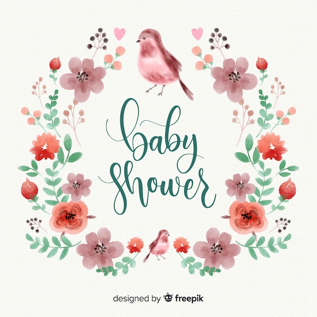 Vector beautiful watercolor baby shower template