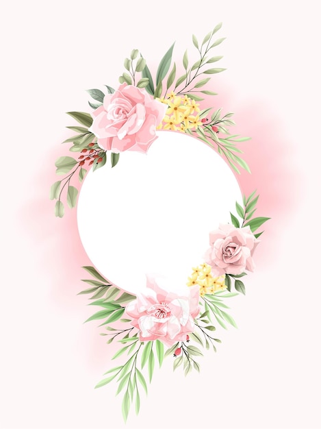 Beautiful watercolor border frame with pink flower