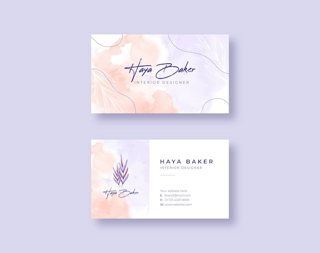 Vector beautiful watercolor business card template