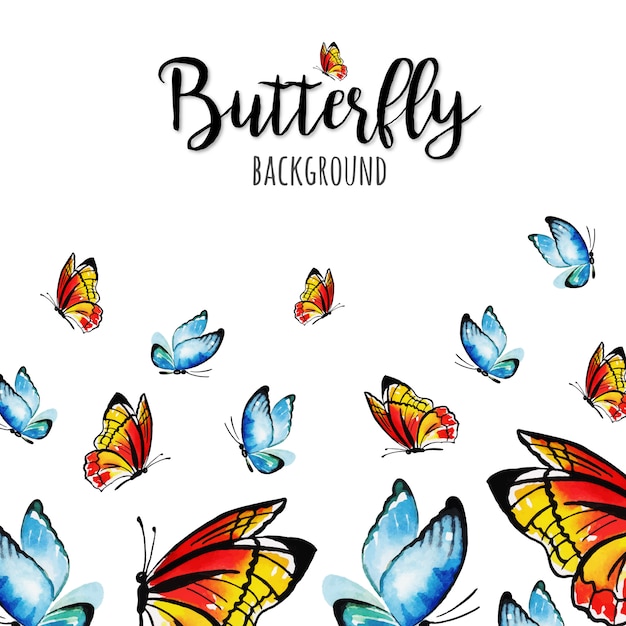 Beautiful watercolor butterflies background