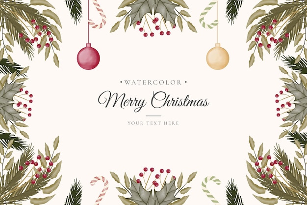 Beautiful watercolor christmas background with ornaments