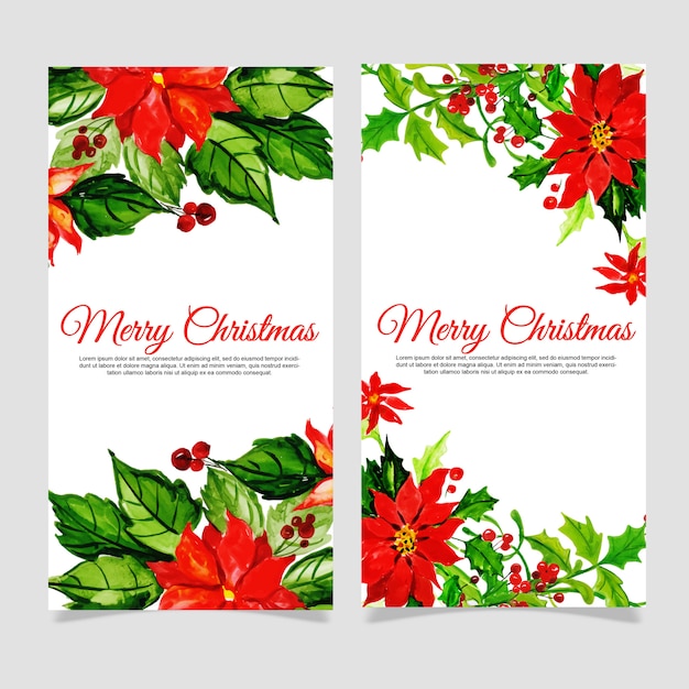 Beautiful Watercolor Christmas Leaflets Set