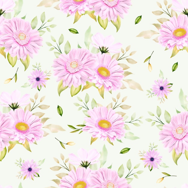 Beautiful watercolor chrysanthemum seamless pattern