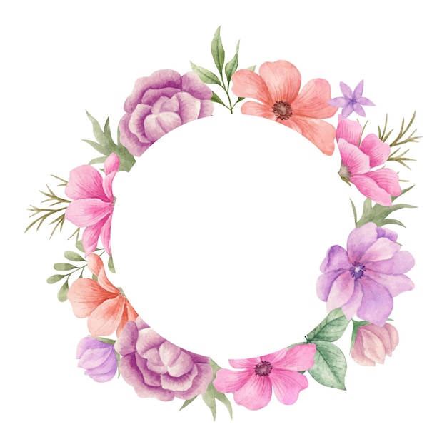 beautiful watercolor colorful spring flower frame