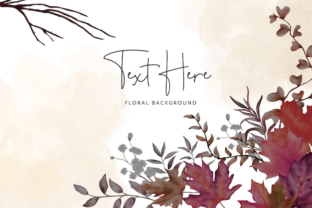 beautiful watercolor dried leaves floral background