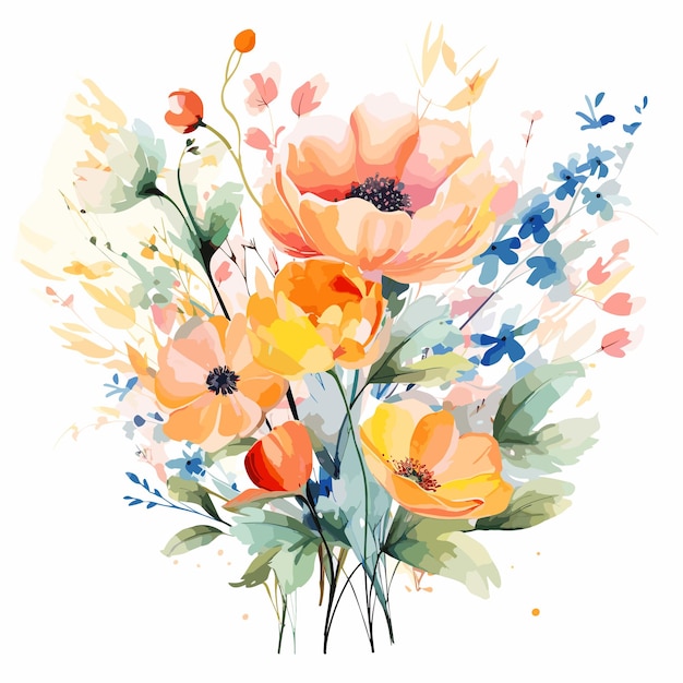 Premium Vector | Beautiful watercolor fall flowers