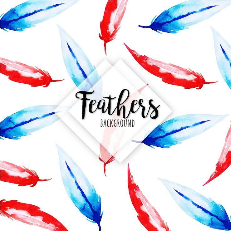 Vector beautiful watercolor feathers background
