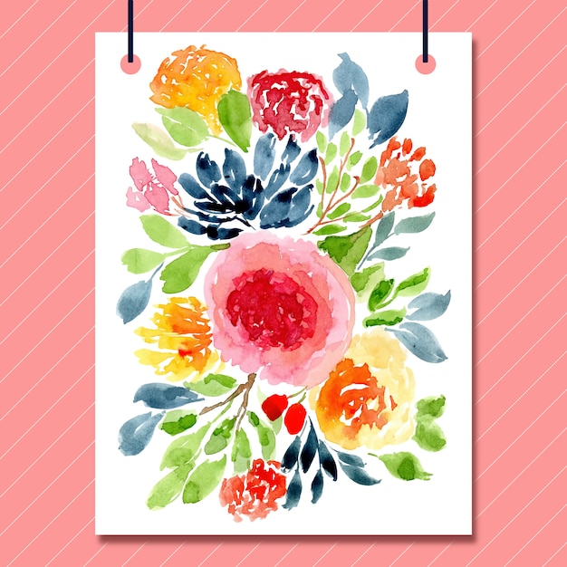 Vector beautiful watercolor floral arrangement for decoration