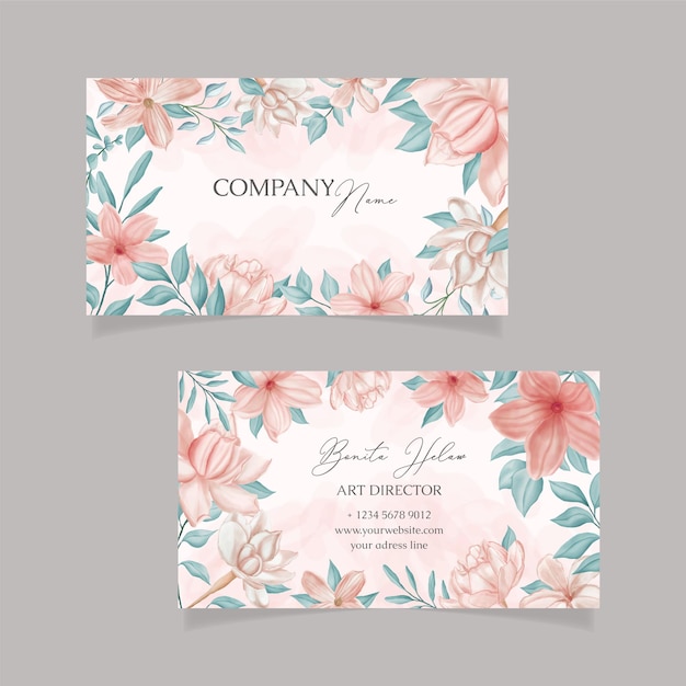 Beautiful watercolor floral business cards template