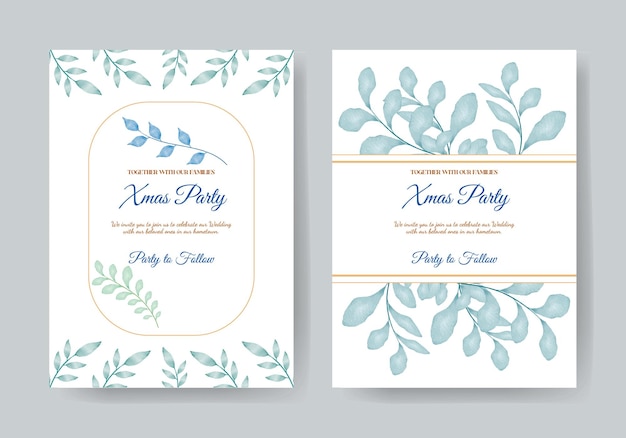 Beautiful watercolor floral christmas card template