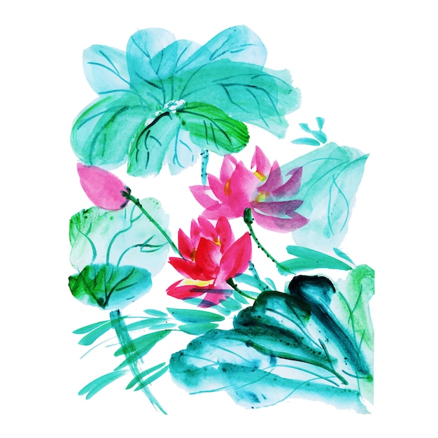 Vector beautiful watercolor floral element