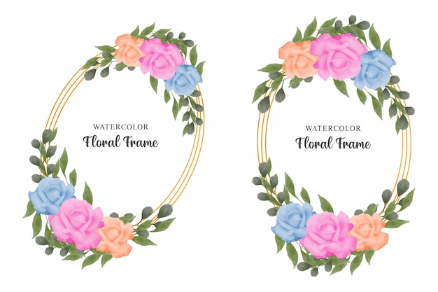 Beautiful watercolor floral frame background design template