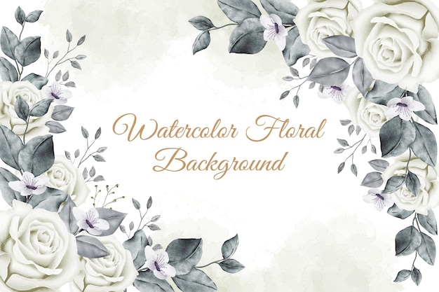 beautiful watercolor floral frame background for wedding banner template