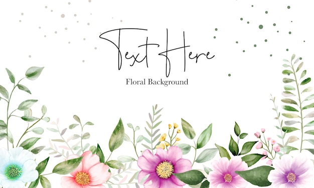 Vector beautiful watercolor floral frame background