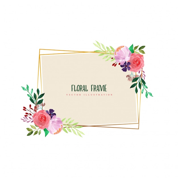 Vector beautiful watercolor floral frame