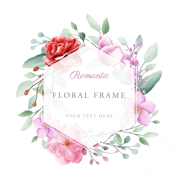 Beautiful watercolor floral frame