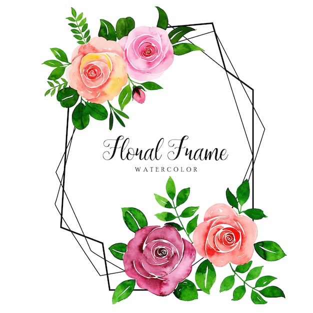 Beautiful watercolor floral frame