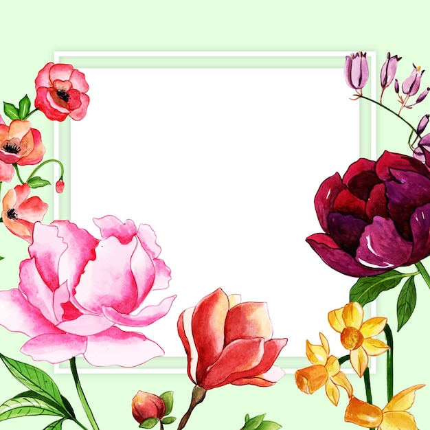 Beautiful watercolor floral frame