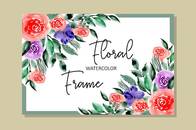 Beautiful watercolor floral frame