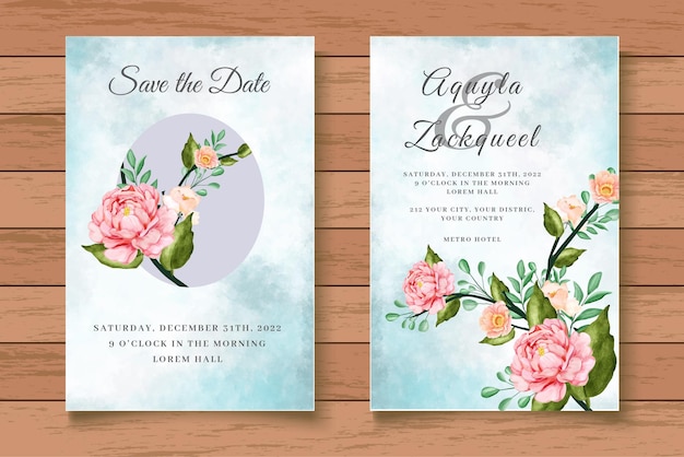 Beautiful Watercolor Floral Invitation Card Set