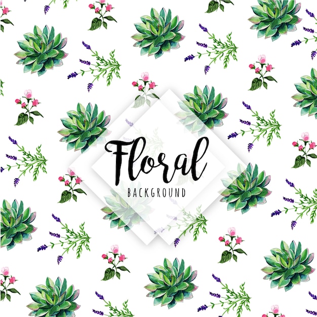 Vector beautiful watercolor floral and leaves pattern background