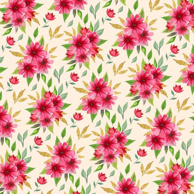 Beautiful watercolor floral pink spring seamless pattern