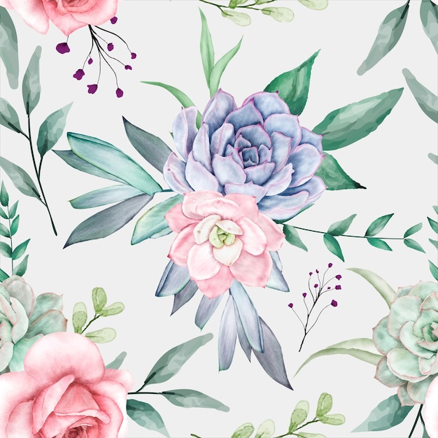 beautiful watercolor floral seamless pattern design