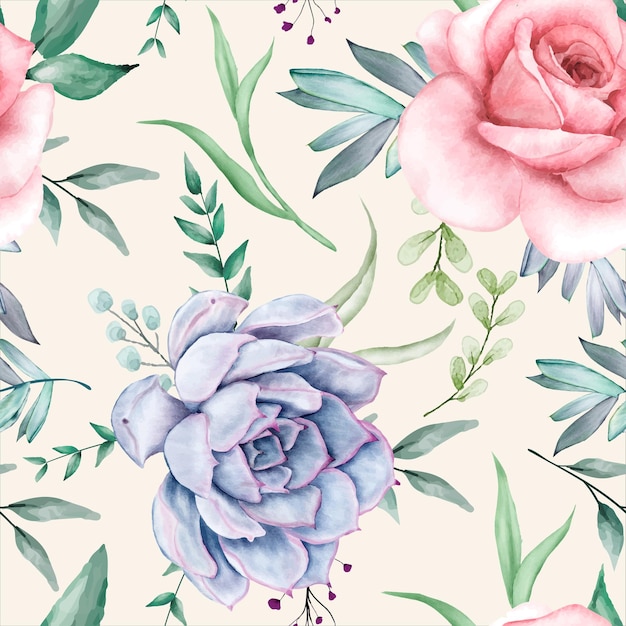 beautiful watercolor floral seamless pattern design