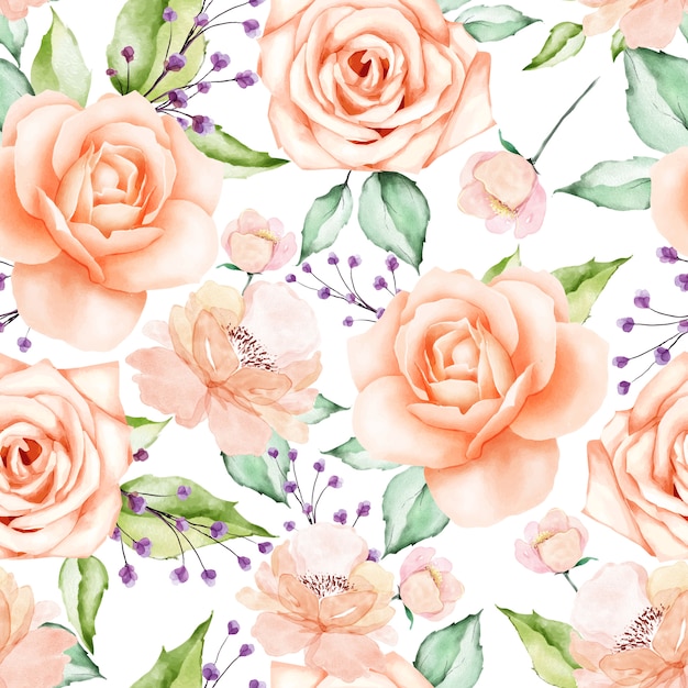 아름 다운 수채화 꽃 원활한 패턴
