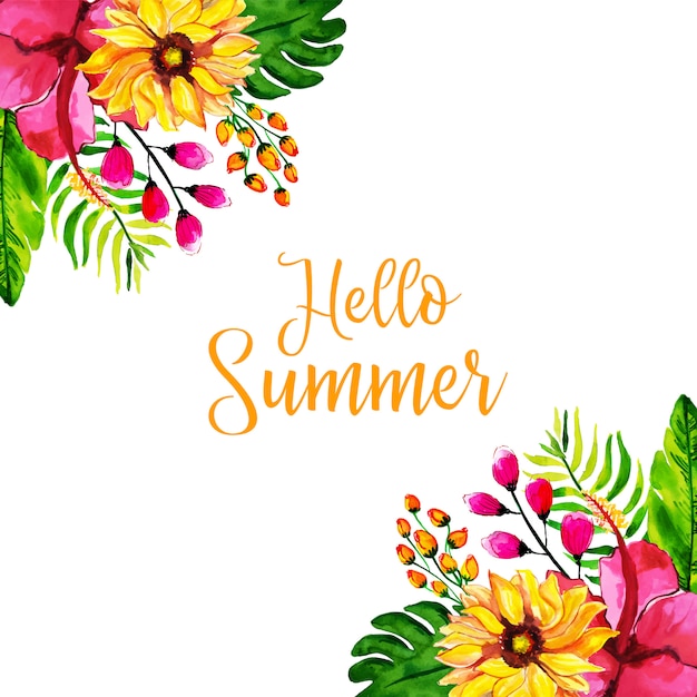 Beautiful watercolor floral summer background