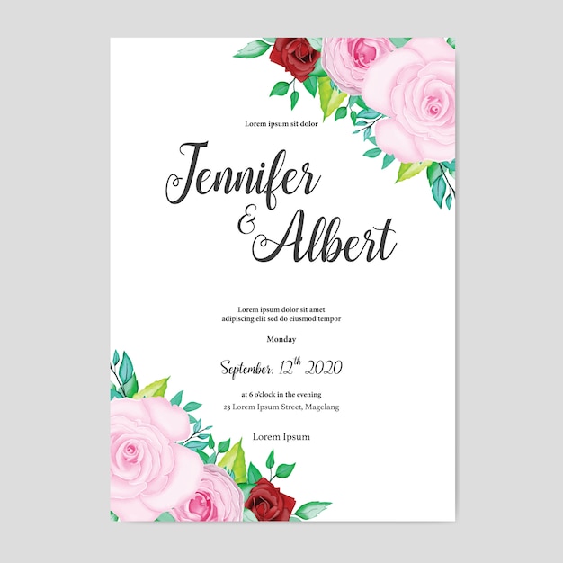 beautiful watercolor floral wedding card template