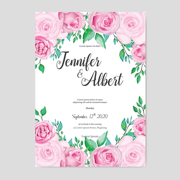 Vector beautiful watercolor floral wedding card template