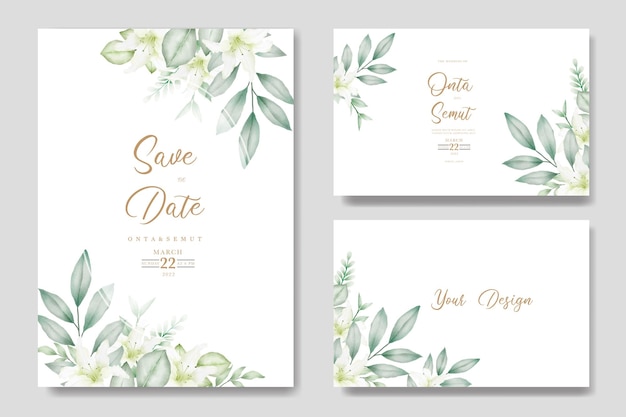 Beautiful watercolor Floral wedding invitation Card Template