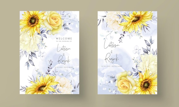 beautiful watercolor floral wedding invitation card template