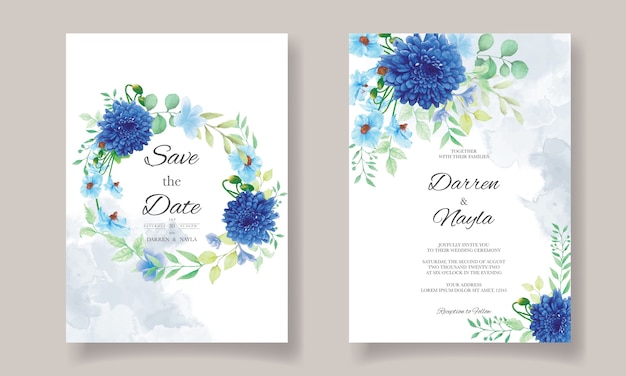 Beautiful watercolor floral wedding invitation card