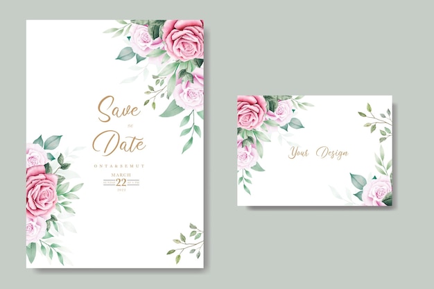 Vector beautiful watercolor floral wedding invitation template