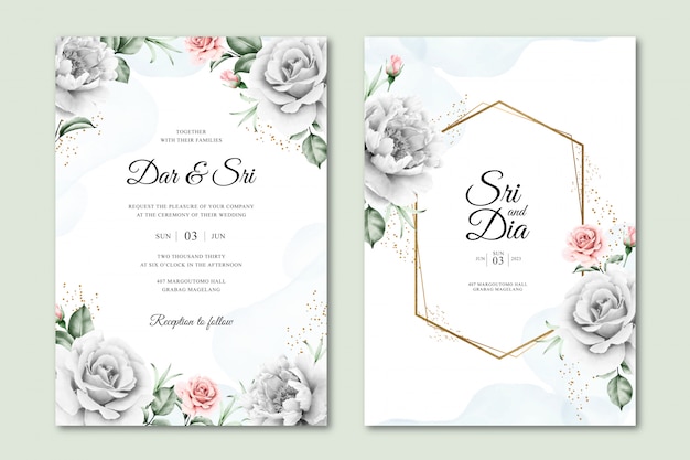 Beautiful watercolor floral wedding invitation templates