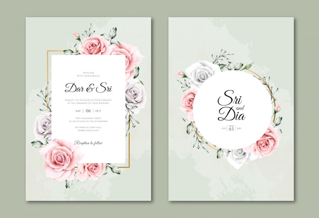 Beautiful watercolor floral wedding invitation templates