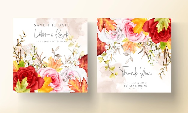 beautiful watercolor floral wreath invitation card set