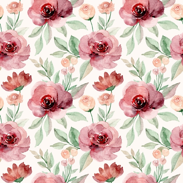 Vector beautiful watercolor flower blossom seamless pattern