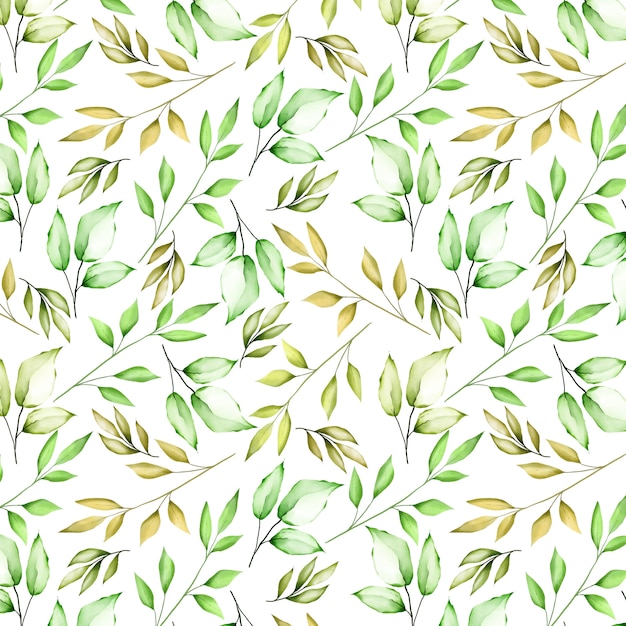 beautiful watercolor flower and leaves seamless pattern