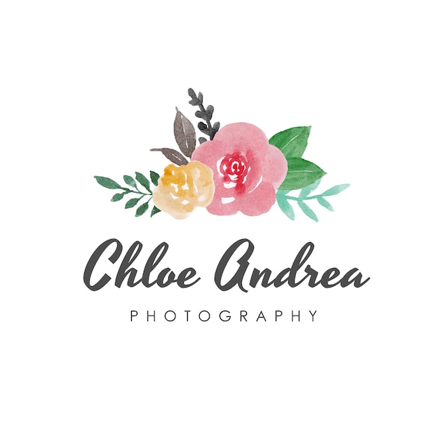 Beautiful watercolor flower logo