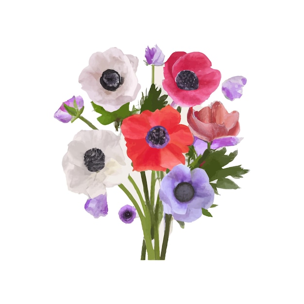 Vector beautiful watercolor flower plant illustration