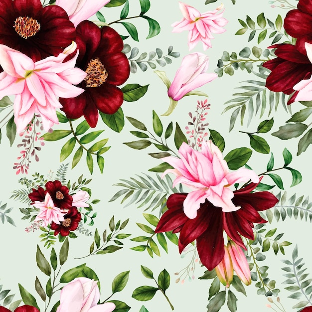 Beautiful watercolor flower seamless pattern