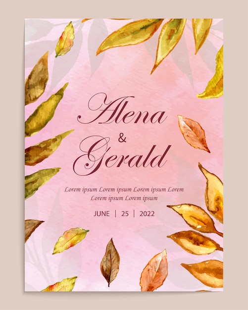 Vector beautiful watercolor flower wedding card invitation template